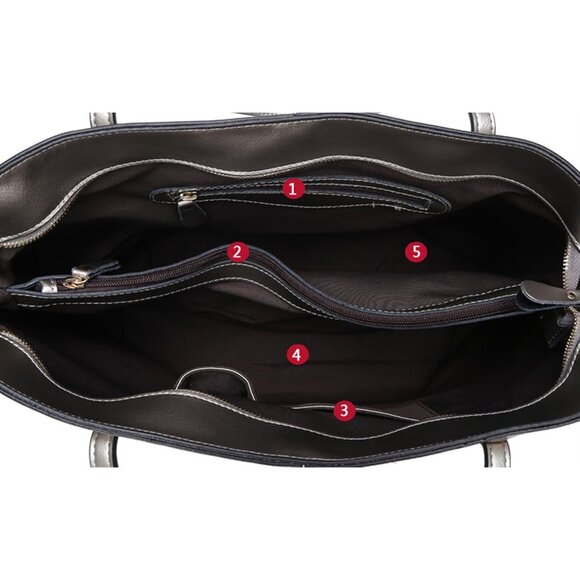 Elegant Genuine Leather Tote Bag for Women - Spacious & Stylish Design - Picture 5 of 7